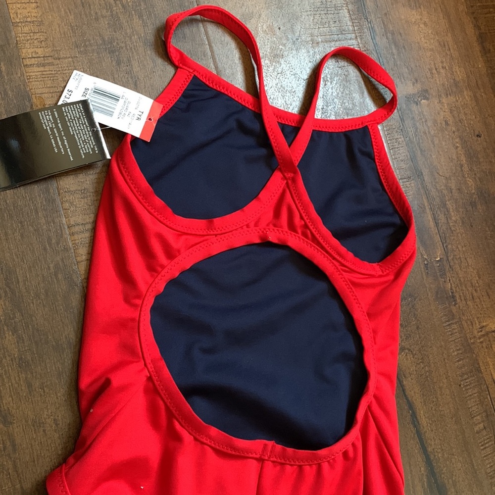 TYR NWT Guard Rev Diamondback Red/Navy Small One Piece Swimsuit Swim Durafast - Picture 8 of 10